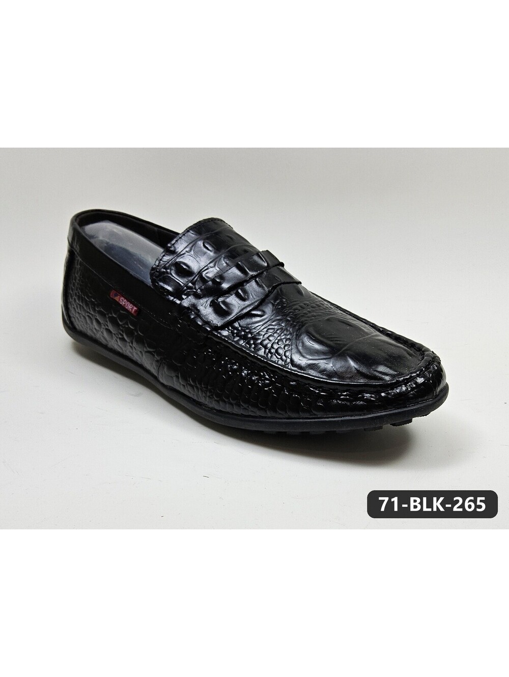 Men's Black Croc-Embossed Driving Loafers